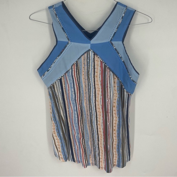 Anthropologie Medium One September Metesa Patchwork Tank Top Stripe Knit Beach - Picture 3 of 5